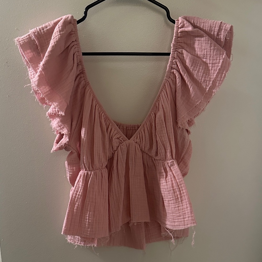 Elegant Pink Ruffle Blouse